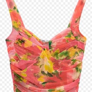 Floral Pink and Yellow Women's Top